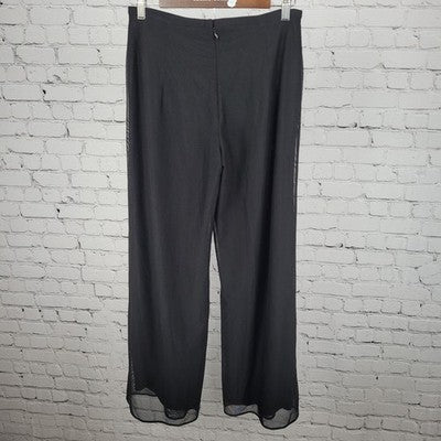 VTG JS Collections Black Mesh Overlay Wide Leg High Rise Pants 6P (27x30)