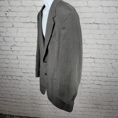 Pierre Cardin Grey 2 Button Ventless Notch Blazer Sport Coat Suit Jacket USA 42L