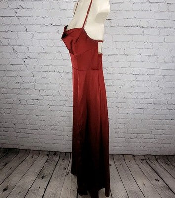 Azazie Red Strappy Backless Side Slit Maxi Bridesmaids Formal Long Dress A6