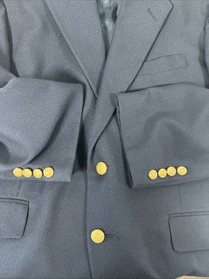Hardwick Clothes Navy Blue Gold Two Button Blazer Sports Coat USA 44R