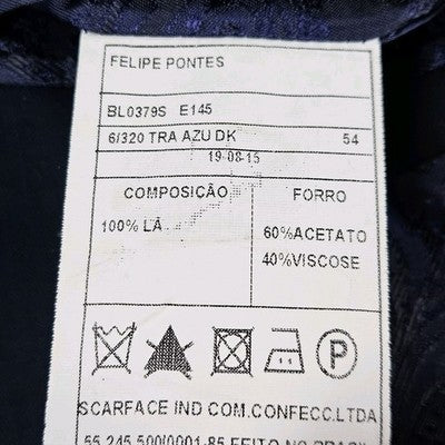Ricardo Almeida Navy 100% Wool Felipe Pontes 2 Button Blazer Sport Coat 54 US 44