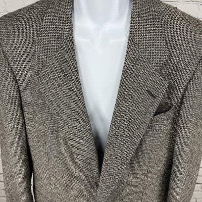 VTG TJW Mervyn's Grey Woven 2 Button Notch Blazer Sport Coat USA Made Size 42R
