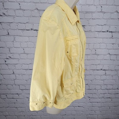 Chico's Yellow Lightweight Full Zip 3/4 Sleeve Jacket Size 2 US 12