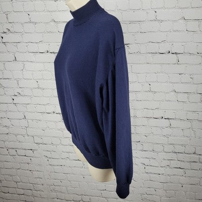 Tricots St Raphael Navy Merino Wool Silk Cashmere Sweater Italy Made Size XL