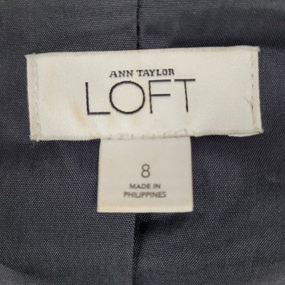 Ann Taylor LOFT Black Ruffle Pleated One Button Blazer Suit Short Jacket Size 8