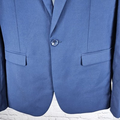 YFFUSHI Navy 1 Button Double Vented Notch Blazer Sport Coat Large L