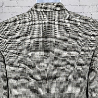 Jos A Bank Black Ivory Wool Cashmere Check 2 Button Notch Blazer Sport Coat 42S