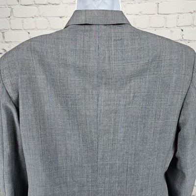 VTG Evan Picone Grey Check 2 Button Vented Notch Blazer Sport Coat USA 42R