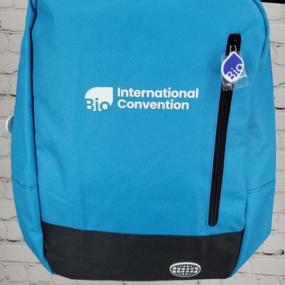 Metro Logo Blue Bio International Convention 2025 Laptop Sleeve Mesh Backpack