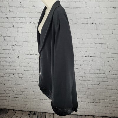 VTG Natalie Barri Black Shawl Lapel Beaded Embellished Blazer Jacket Size 26W