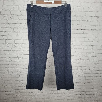 Ann Taylor Factory Navy Speckled Mid Rise Straight Stretch Pants Size 6P (30x28)