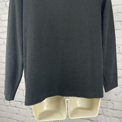 C.D. Petites Black Gold Buttoned Lightweight Sweater Cardigan Size Large L