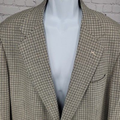 VTG Racquet Club Ivory Tan Houndstooth Blazer Sport Coat USA Made Size 44