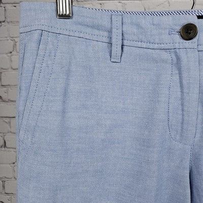 Talbots Blue Relaxed Chambray 100% Cotton Mid Rise Tapered Pants 4P (31x26)