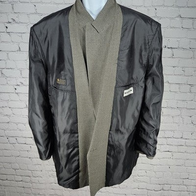 Albert Nipon Brown Black 100% Wool Double Breasted Peak Blazer Sport Coat 42R