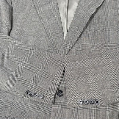 VTG Barrister Black White Glen Check 2 Button Notch Blazer Sport Coat USA 42