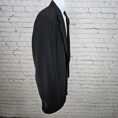 VTG Nino Cerruti Black 2 Button Ventless Notch Blazer Sport Coat USA 42L *defect