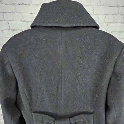 Preston & York Black Wool Blend Button Bow Collar Lined Over Coat 12 *defects