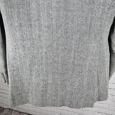 VTG Silvermans Black White Linen Wool Blend Herringbone Blazer Sport Coat 42R