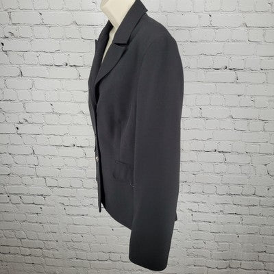 VTG Signature Larry Levine Black 3 Button Blazer Peak Formal Suit Jacket USA 10