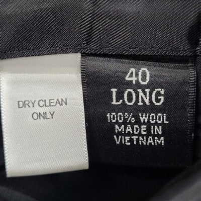 Paulo Solari Black 100% Wool Athletic Fit Full Suit Set Jacket 40L Pants 32x31