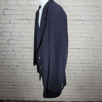 VTG MW Navy Wool Blend 2 Button Vented Notch Blazer Sport Coat USA Size 50L