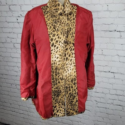 Chico's Tan Gold Leopard Buttoned Lightweight Lined Jacket 2 US 12