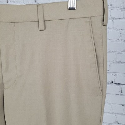 Louis Raphael Luxe Tan Wool Blend Stretch Slim Fit Flat Front Pants Size 35x30