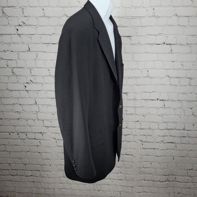 VTG Jos A Bank Black 100% Wool 3 Button Ventless Notch Blazer Sport Coat 46R
