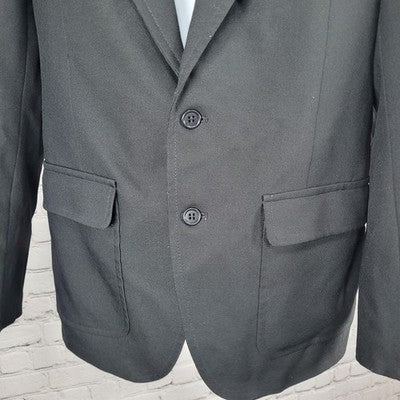 Towncraft Black 2 Button Single Vented Notch Washable Blazer Sport Coat USA 40
