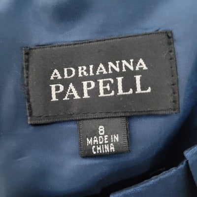 Adrianna Papell Blue Sheen Sleeveless Ruched Waist Stretch Sheath Short Dress 8