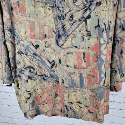 VTG Ken Sington Abstract Print Lightweight Jacket USA Made Size Large L