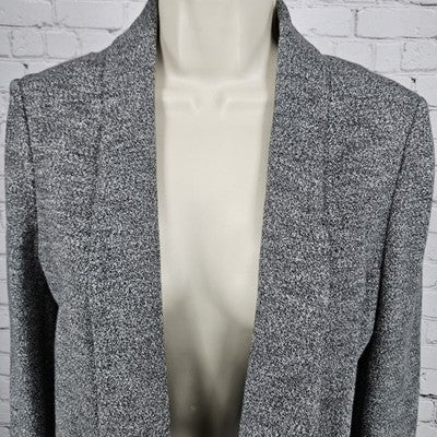 Loft Gray Cotton Blend Knit Open Shawl Collar Lined Blazer Jacket Small S