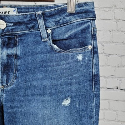 Paige Denim Blue Brigitte Distressed Mid Rise Straight Ankle Jeans 27 (29x28)