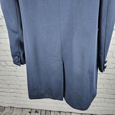 VTG David Bijoux Navy Ivory Trim Buttoned Vented Blazer Suit Jacket USA 16