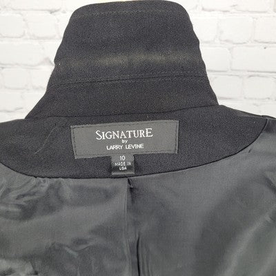 VTG Signature Larry Levine Black 3 Button Blazer Peak Formal Suit Jacket USA 10