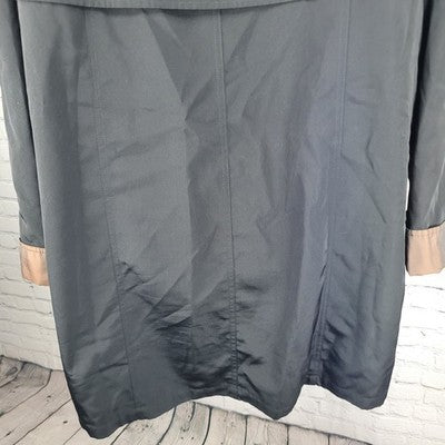 Gallery Black Brown Full Zip Snap Lightweight Lined Rain Coat Jacket Size XL