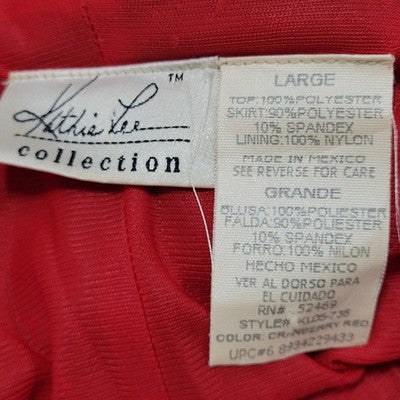 VTG Kathie Lee Cranberry Red Sequin Velvet Short Sleeve Long Dress Large L