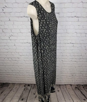 VTG BE2BE Or NOT 2 BE Black Floral Sleeveless Lightweight Dress USA Made Size 2X