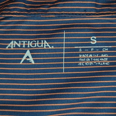 Syracuse University Navy Red Striped Logo Short Sleeve Polo Shirt Size Small S