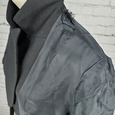 VTG Hucke Black Wool Blend European 2 Button Peak Blazer Suit Jacket 44 US L/XL