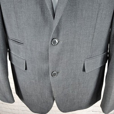 J Ferrar Grey Slim Fit Stretch 2 Button Double Vented Peak Blazer Sport Coat 42L
