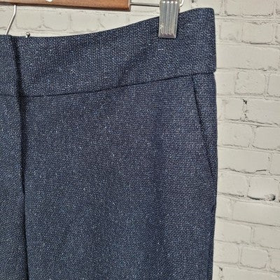 Ann Taylor Factory Navy Speckled Mid Rise Straight Stretch Pants Size 6P (30x28)