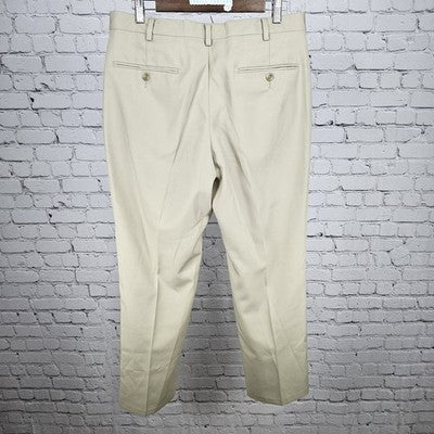 Jos A Bank Beige Traveler Tailored Fit Flat Front Straight Leg Dress Pants 32x30