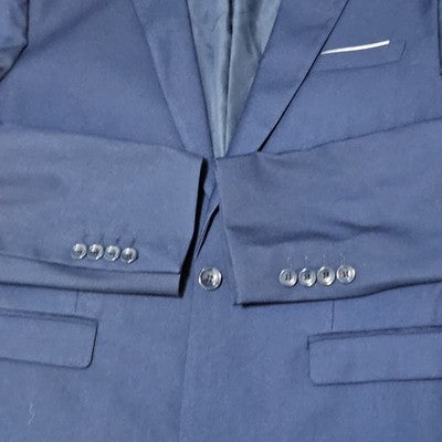 YFFUSHI Navy 1 Button Double Vented Notch Blazer Sport Coat Large L