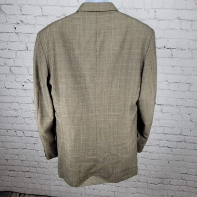 Holbrook Tan Houndstooth 2 Button Ventless Notch Blazer Sport Coat Size 42XL
