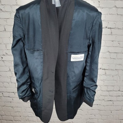 Joseph & Feiss Black 100% Wool Comfort Stretch 2 Button Blazer Sport Coat 38R