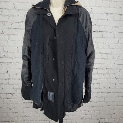London Fog Black Microfiber Stretch Buttoned Hooded Warmer Liner Coat M Petite