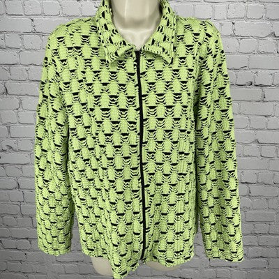 Rafael Sport Green Textured Zipped Lightweight Collared Jacket Size Large L