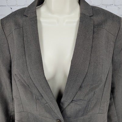 NWT Worthington Brown Herringbone Buttoned Stretch Notch Suit Jacket Size 14